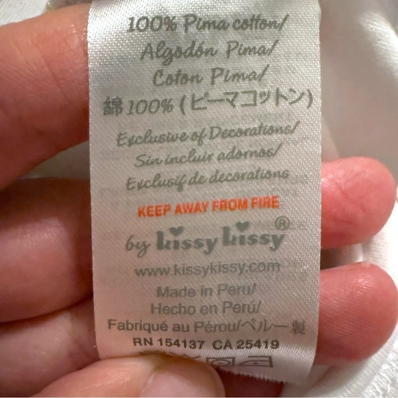 Kissy Kissy Baby Girl Cardigan Sweater 3-6M White Pink Rose Embroidered Pima - Picture 7 of 8